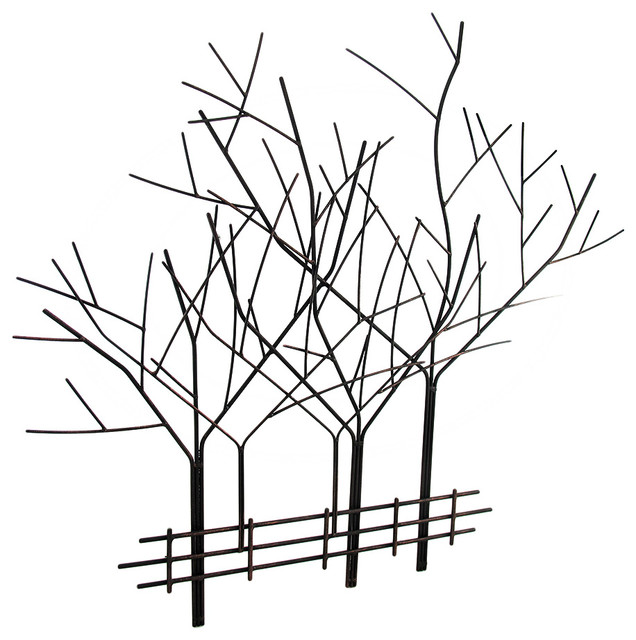 Aged Copper Finished Wrought Iron Winter Tree Wall Sculpture Aged Copper Finished Wrought Iron Winter Tree Wall Sculpture
