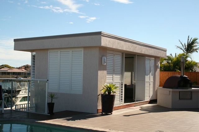 Exterior Aluminum Shutters contemporary-swimming-pool