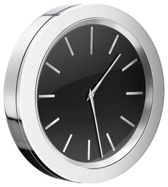 Clock for Mirror in Polished Chrome Finish Contemporary Wall Clocks