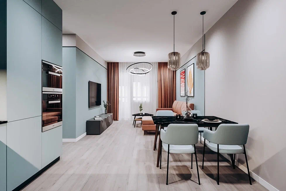 Планировка 3-х комнатной квартиры в современном стиле