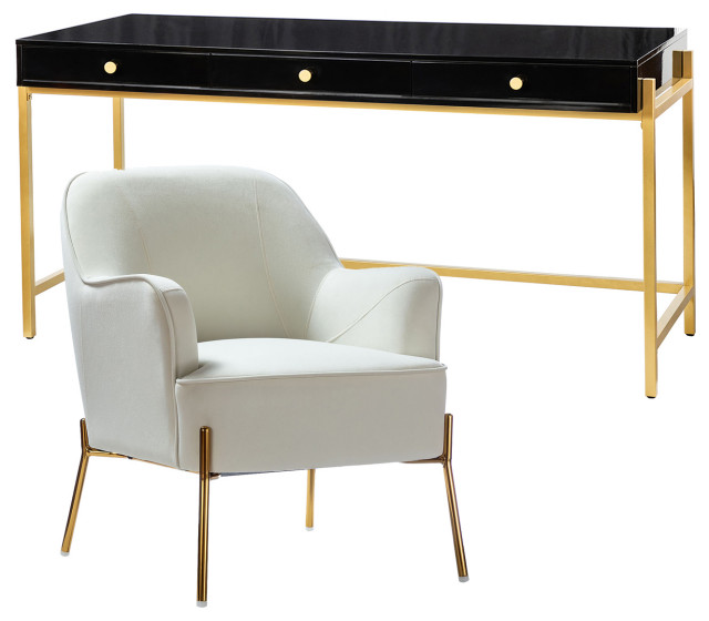 Modern Home Office Furniture 2Piece Set Contemporary Desks And