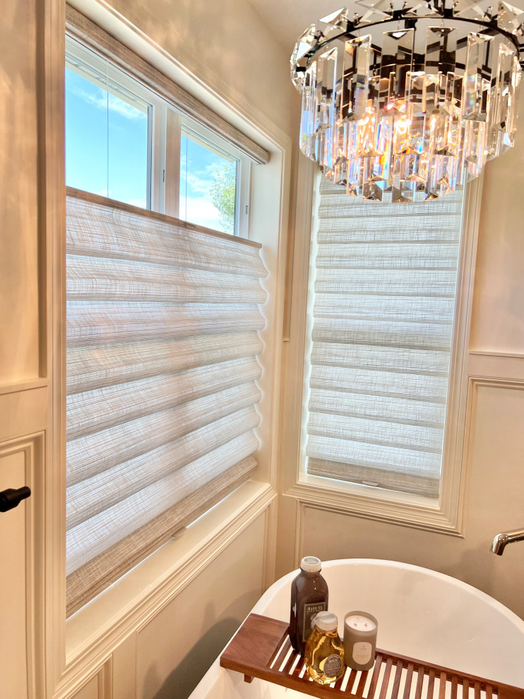 Modern Roman Shade from Hunter Douglous for a touch of luxury! Top down, Bottom 
