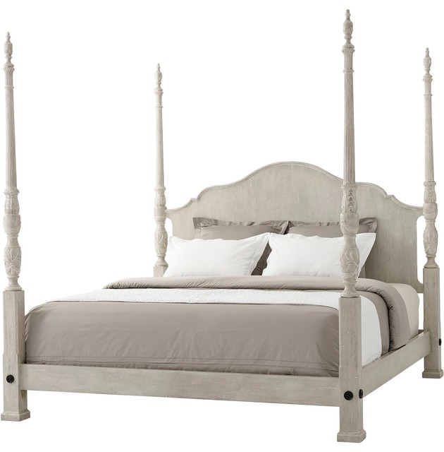 Theodore Alexander Limewash Middleton, King Bed Traditional Canopy
