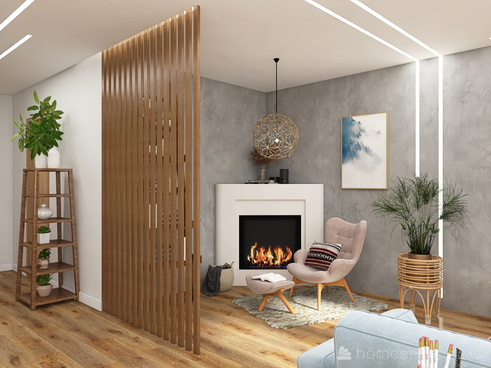 Проект кухни-гостиной в большой двухкомнатной квартире