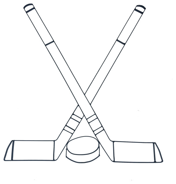 Metal Hockey Stick and Puck Wall Decor and Sculpture Contemporary