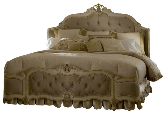 lavelle blanc king mansion tufted bed - victorian - panel beds -