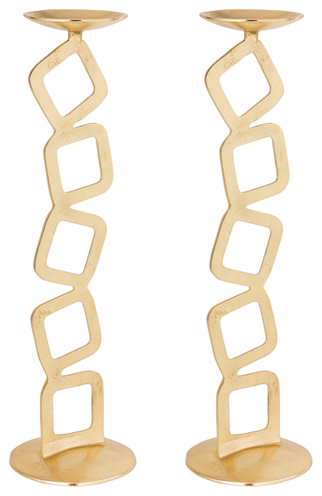 Geometric Candle Holder, Set of 2 Contemporary Candleholders by