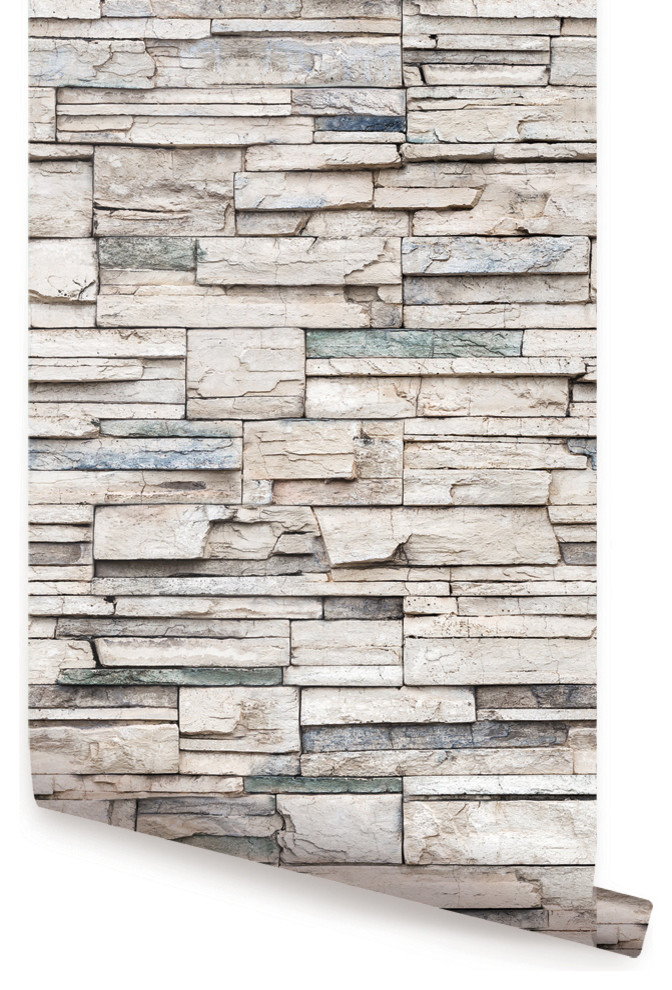 Peel and Stick Faux Stone Wallpaper - Contemporary - Wallpaper - by