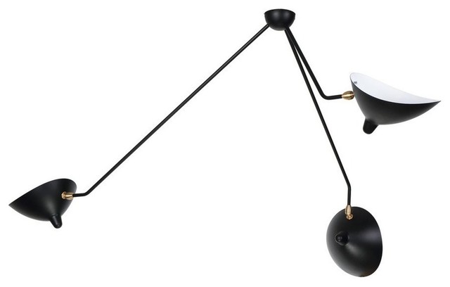 Orvar 3 Arm Spider Ceiling Lamp Black Midcentury Pendant