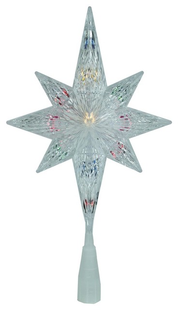 Crystal Star of Bethlehem Christmas Treeper, Multi-Color Lights, Clear, 11"