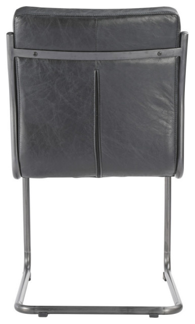 21 Inch Dining Chair Onyx Black Leather (Set Of 2) Black Industrial ...