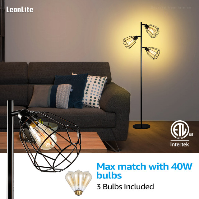 67'' Tree-Shaped Floor Lamp with 3 Lights – Foot Switch Included & Easy Assembly