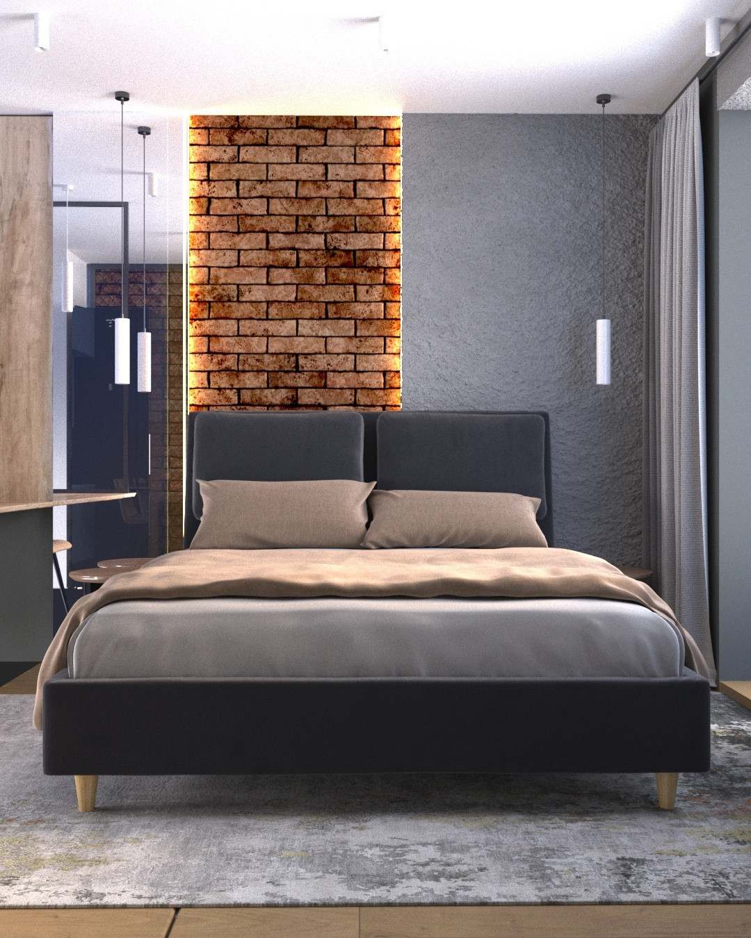 Студия в современном стиле, с уклоном в лофт