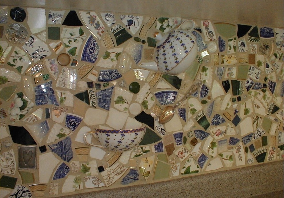 Example of a kitchen design in DC Metro with multicolored backsplash
