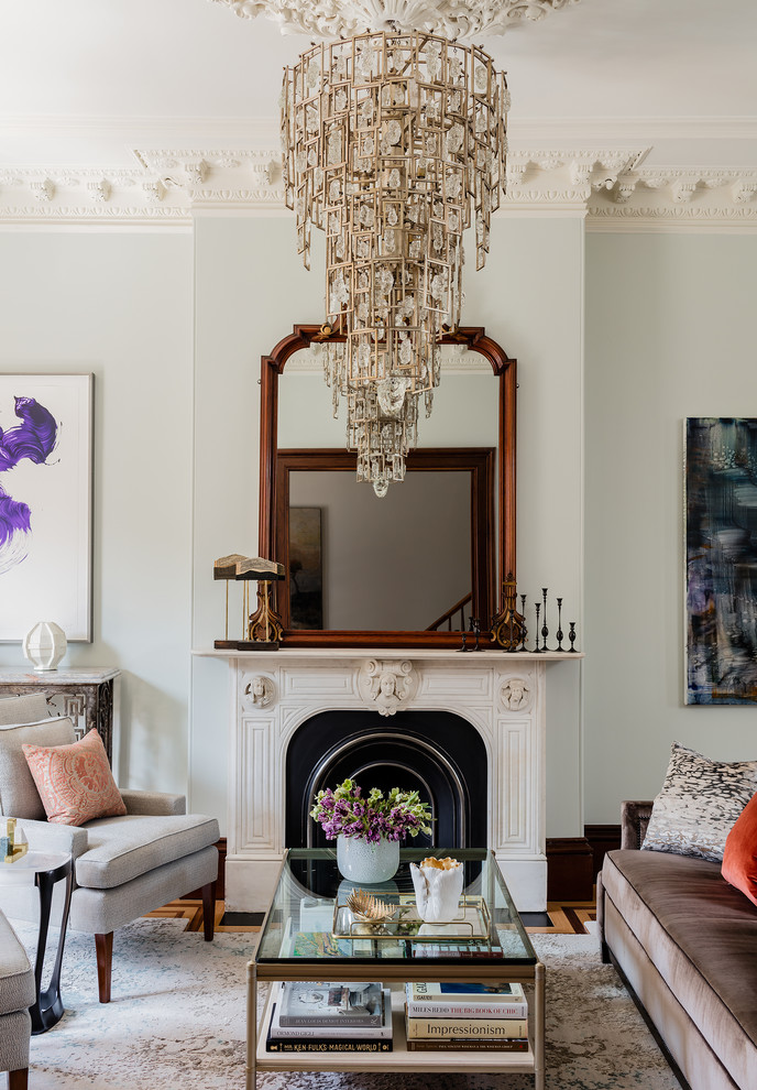 West Brookline Brownstone Traditional Living Room Boston by