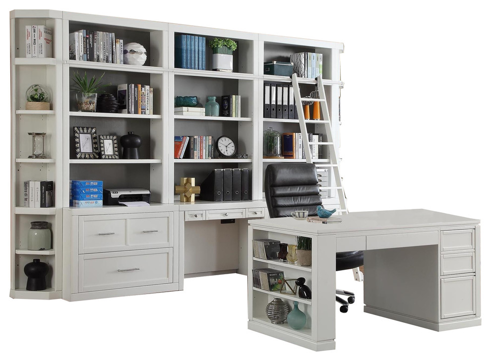 Parker House Catalina 9Piece Library Wall With Desk in White