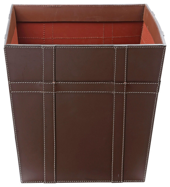 St. Croix Trading Brown Leather Waste Basket View in Your Room! Houzz
