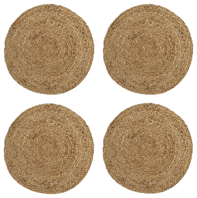 Everyday Casual Braided Jute Round Placemat, Set of 4 Beach Style