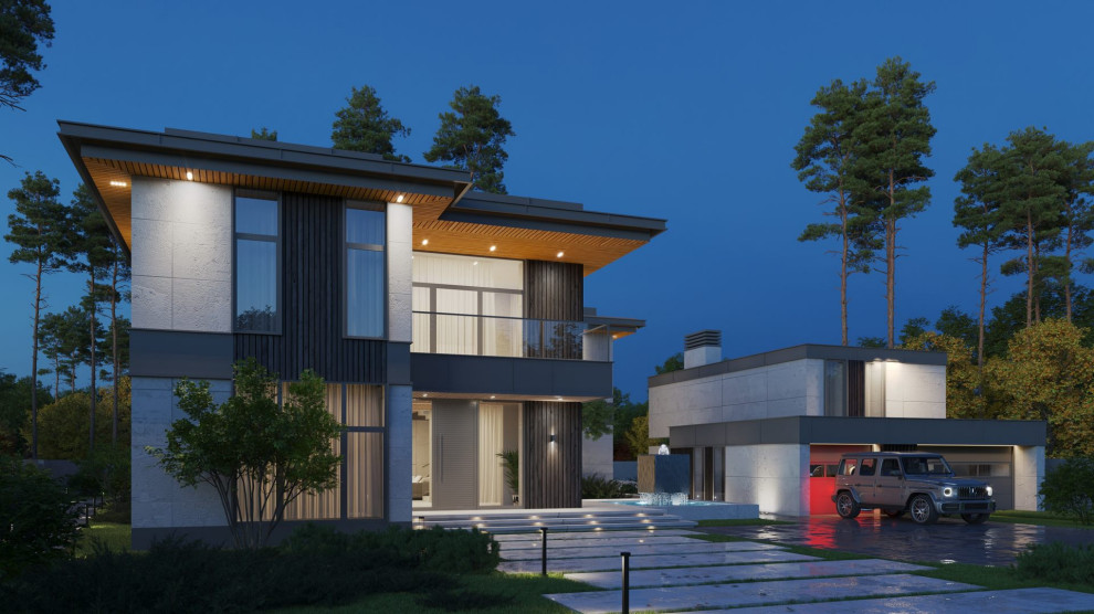 Night view of Miami house