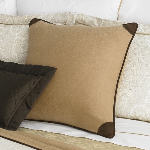 Leather-Trim Cashmere Pillow