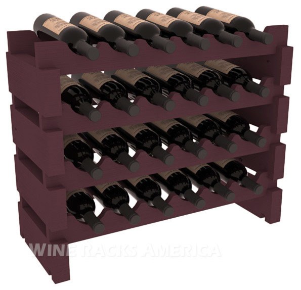 24 Bottle Mini Scalloped Wine Rack in Pine with Burgundy Stain