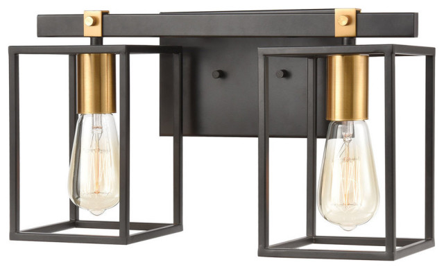 Elk Lighting Cloe Two Light Bath Vanity Matte Black Brushed Elk Lighting Cloe Two Light Bath