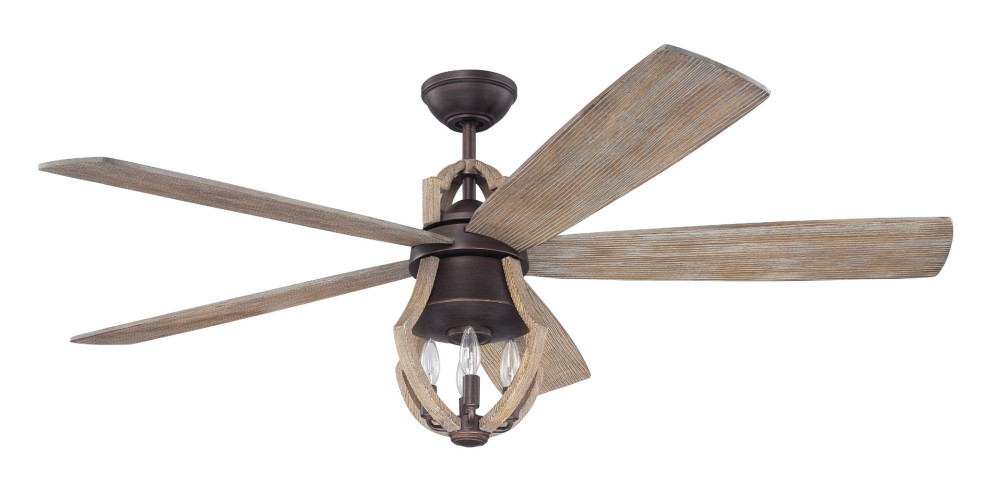 56" Bronze Ceiling Fan with Blades and LED Light - Craftmade Winton WIN56ABZWP5