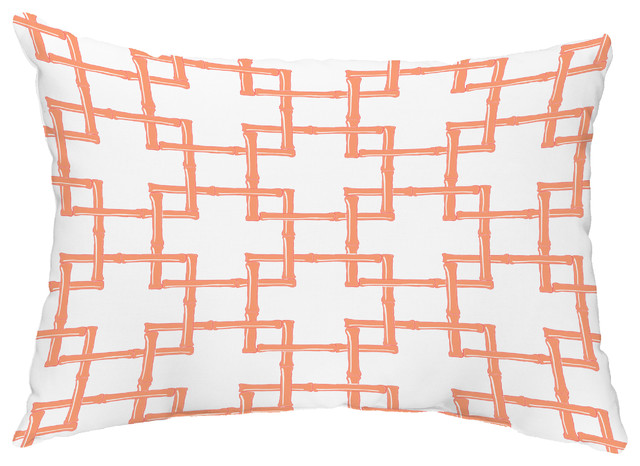 Bamboo 2 14"x20" Decorative Abstract Outdoor Pillow, Coral