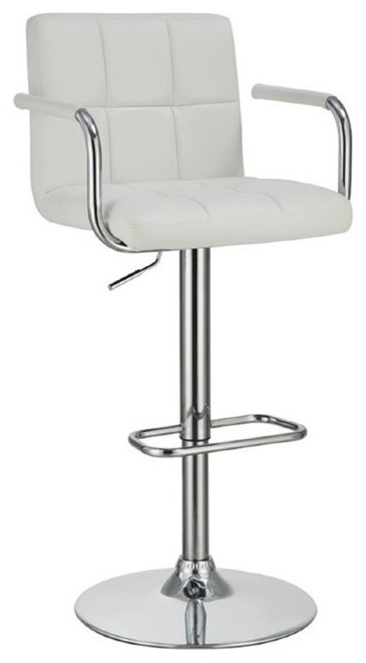 Bowery Hill Faux Leather Tufted Adjustable Bar Stool in White