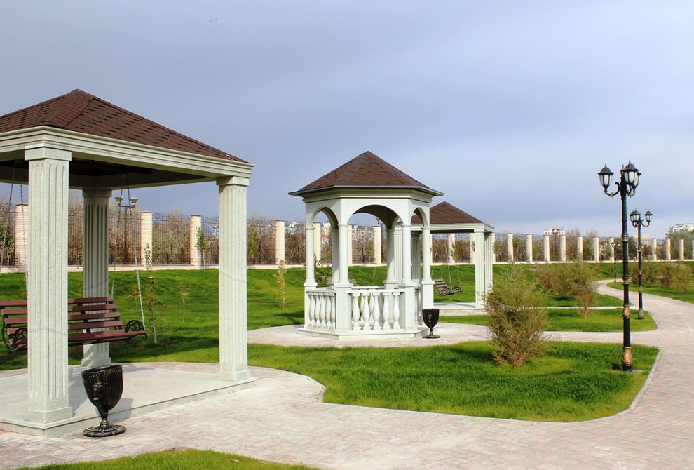 Беседки ООО "Каменный Век" тм"ГранитСтройКомплект" установка в Казахстане