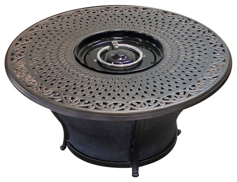 TKC Charleston 48" Round Gas Fire Pit Table in Cast Top Traditional