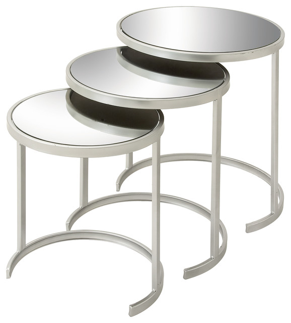 Modern Reflections Metal And Glass Nest Tables 3 Piece Set Gold Modern Reflections Metal Mirror Nest Tables 3 Piece Set Multi Color