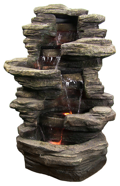 Stacked Shale Outdoor Water Fountain With Led Lights By Sunnydaze Stacked Shale Outdoor Water Fountain With Led Lights By Sunnydaze Decor
