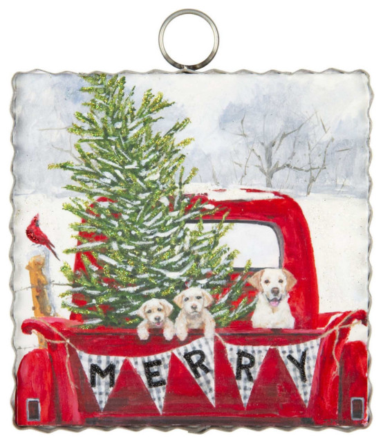 Round Top Collection Mini Gallery Merry Mutts Wood Christmas Dogs Sing