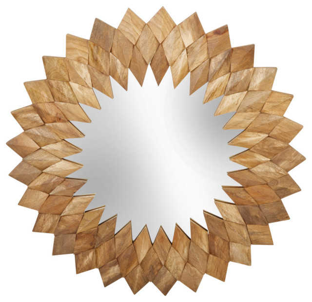 Wood 44" Wall Mirror, Brown Contemporary Wall Mirrors by