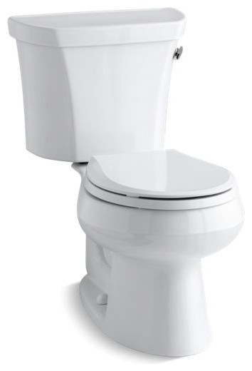 Kohler Wellworth 2-Piece Round-Front 1.28 GPF Toilet w/ Right-Hand Lever, White