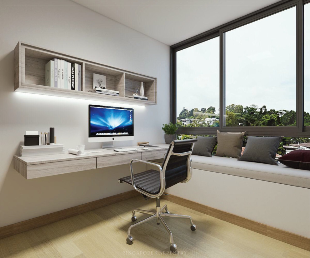Inspiration for a modern home office in Singapore.