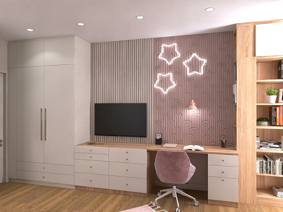 Трапецевидная детская для 2 девочек в розово-сиреневом