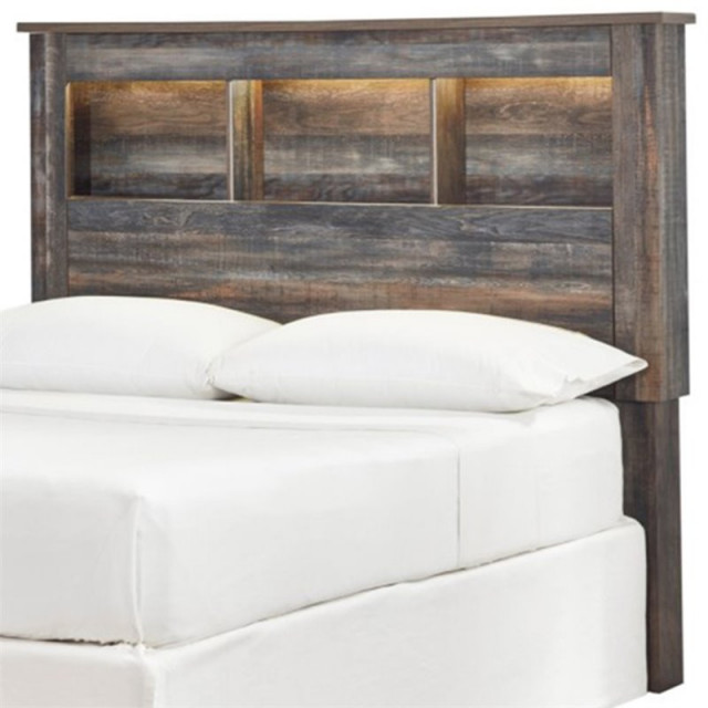 Ashley Furniture Drystan Full Bookcase Led Headboard In Teal Full Rustic Headboards By 