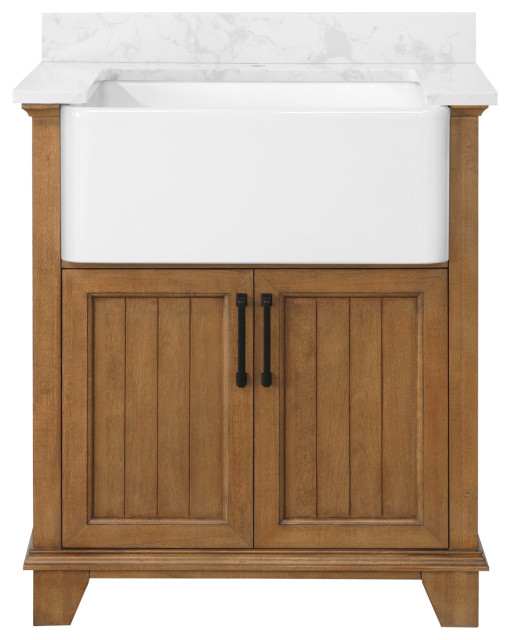 Jesse 30" Single Deep Sink Utility Laundry Bathroom Vanity, Almond