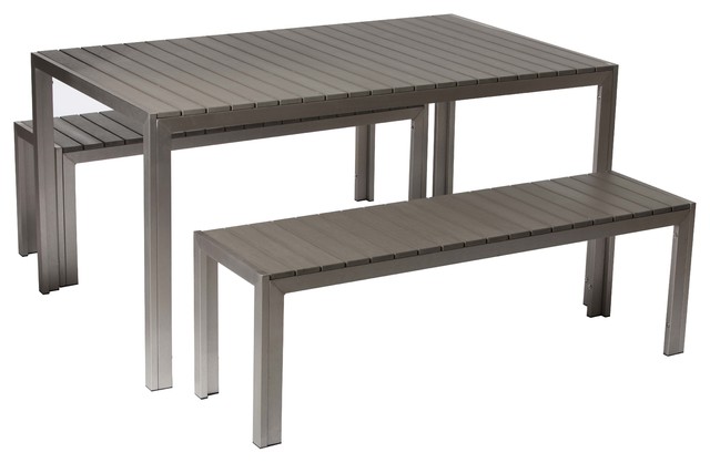 Breeze 3 Piece Dining Set, Patio Dining Set With Bench