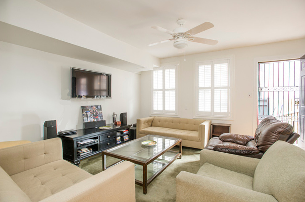 Transitional living room photo in Boston
