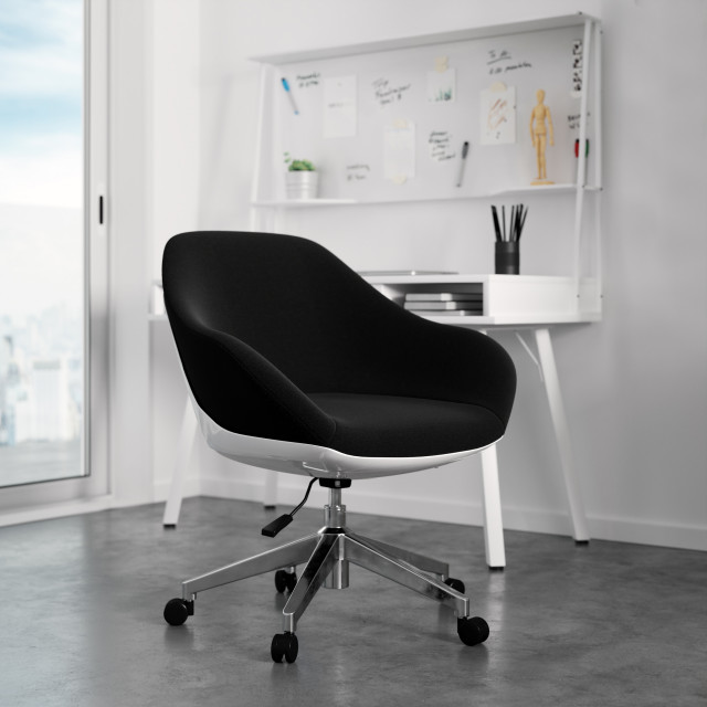 Techni Mobili Home Office Upholstered Task Chair, Black Contemporary