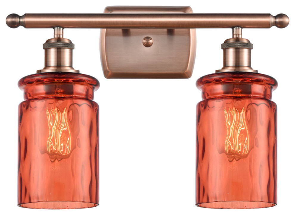 Ballston Candor 2 Light Bathroom Vanity Light, Antique Copper Industrial Bathroom Vanity