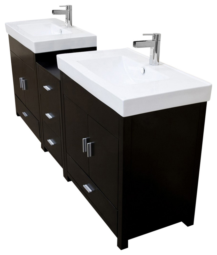 807 Double Sink Vanity Wood Black Transitional Bathroom Vanities And Sink Consoles By 