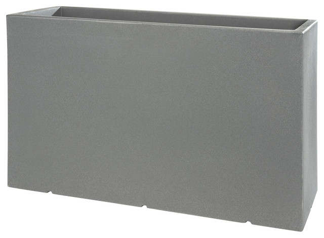 Atlantis Tall Rectangular Resin Outdoor Plant Pot, Stone Grey