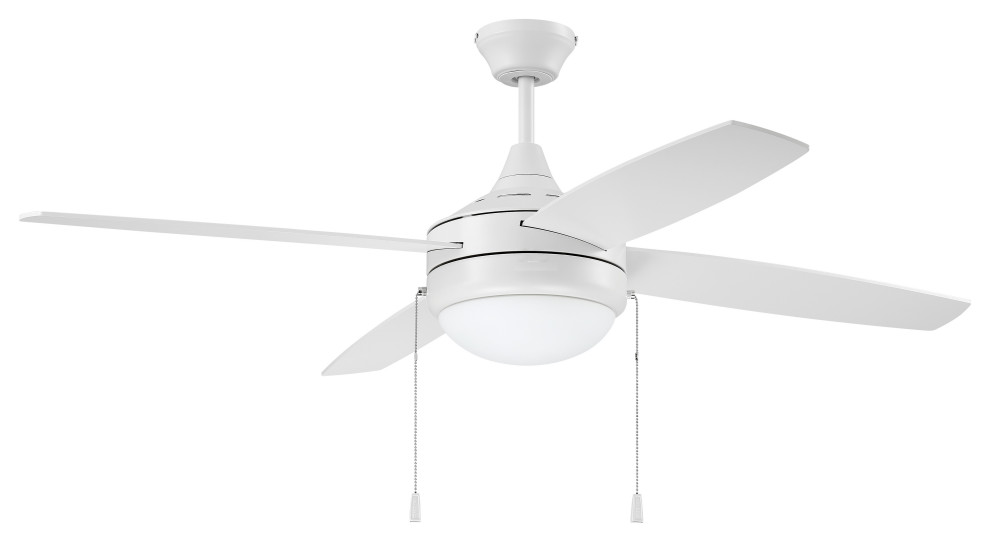 52" Energy Star Ceiling Fan in White with Blades and Light Kit
