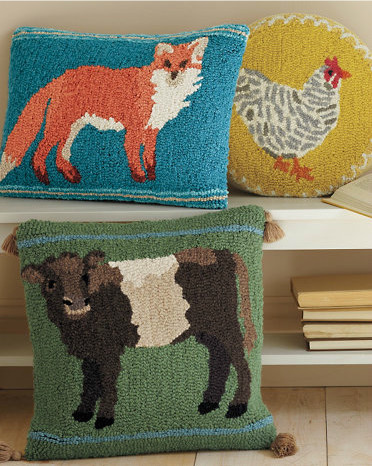 Animal Portrait Hooked Wool Pillow Cover, Fox