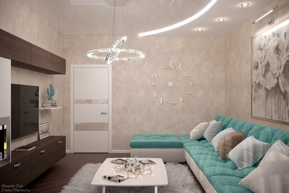 Дизайн гостиной (3 вариант) в стиле модернизм в квартире по ул. Образцова, г.Кра