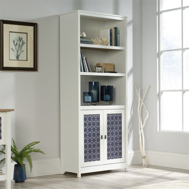 Pemberly Row 3-Shelf Coastal Engineered Wood Bookcase in Soft White ...
